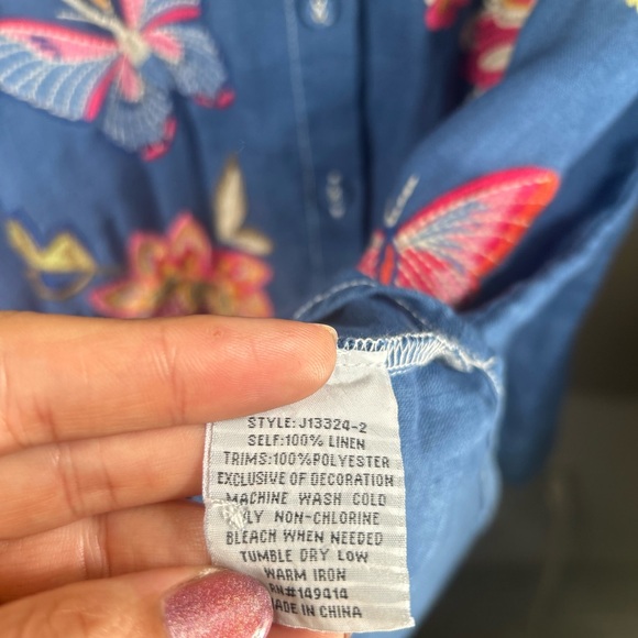 Johnny Was Butterfly Janie European Linen Shirt in Morning Glory NWT - Picture 10 of 11